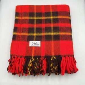 Vintage 1960s-1970s Faribo Glengary Plaid Acrylic Blanket 50x60 Fringe USA